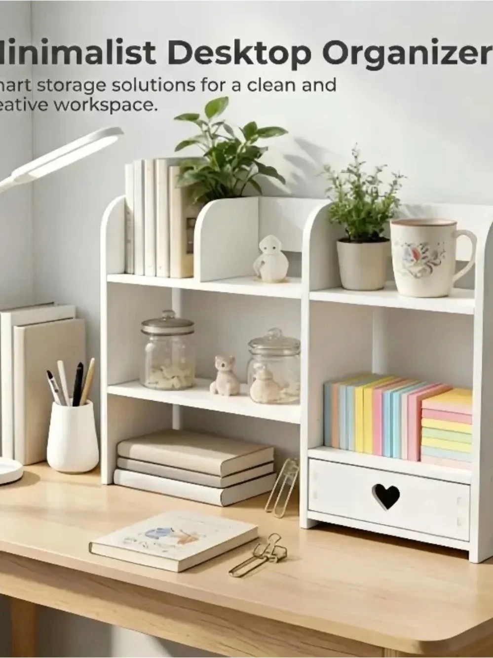 Layered Desktop Storage Rack with Drawers & Multi-Compartment, No-Tools-Needed
